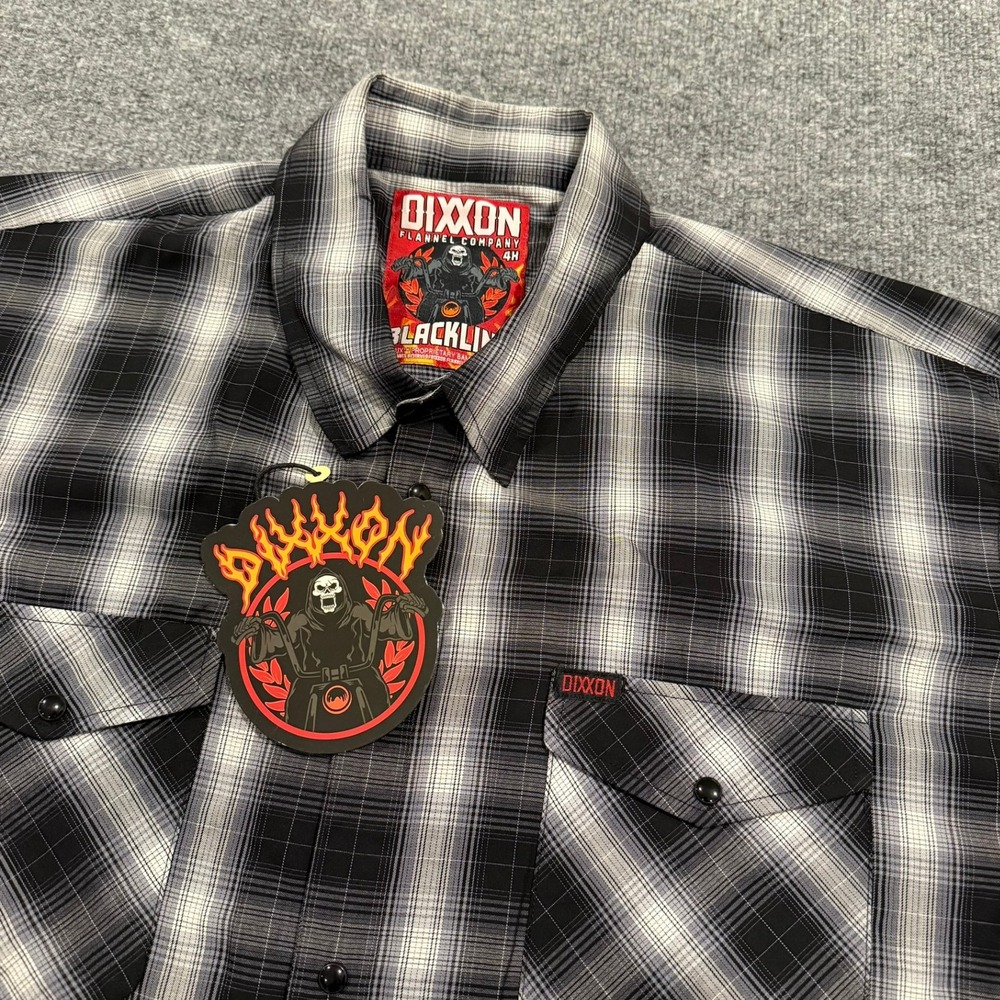 Dixxon Flannel Blackline Short Sleeve Shirt Plaid Mens 4XL Button Snap